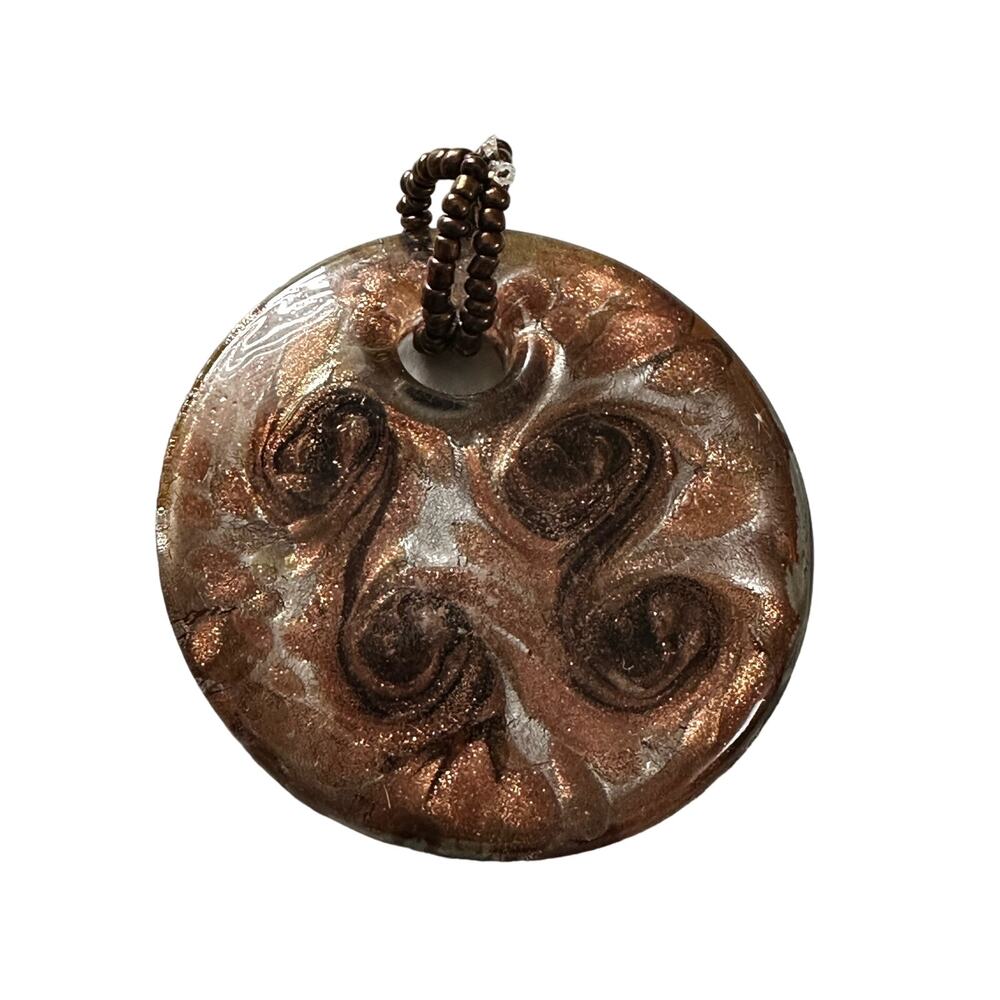 Vintage 90s Handblown Hippie Brown Glass Pendant